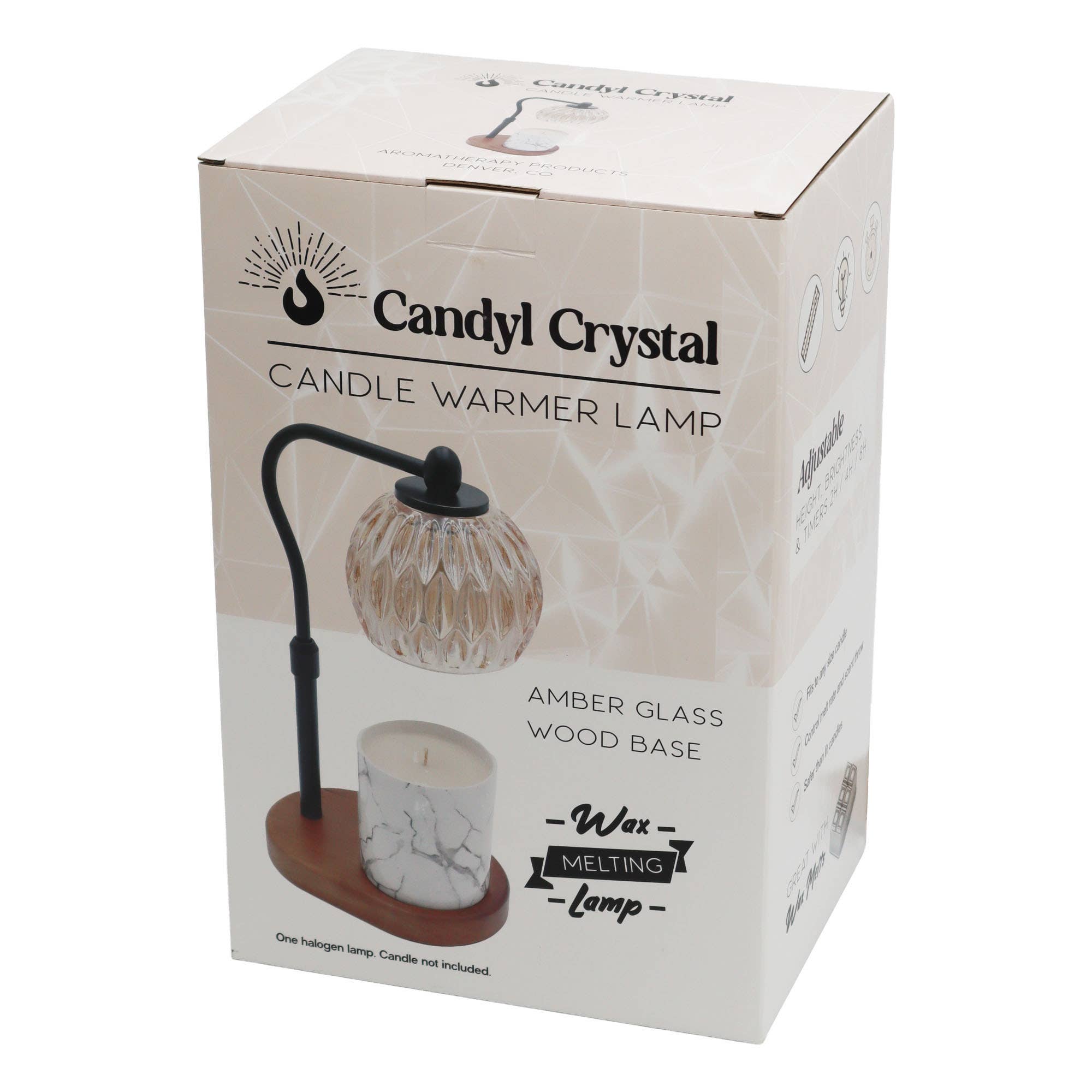 Candyl - Vente Chauffe-cire - Lampe chauffe-bougies, verre de cristal et base en bois, noire5
