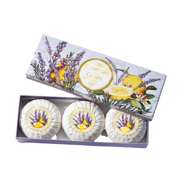 Saponificio Artigianale Fiorentino Lavender & Cedar Soap Set for wholesale by Gentil Scents