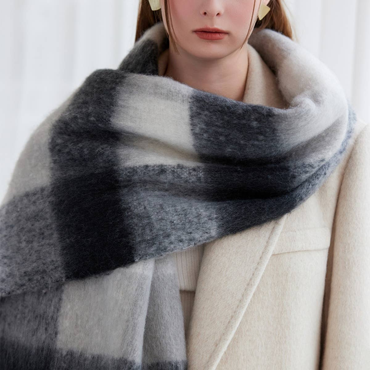 NINEXIS - Wholesale Scarf - Women's - CWASC1578_WINTER PLAID THICKENED WARM SCARF SHAWL23