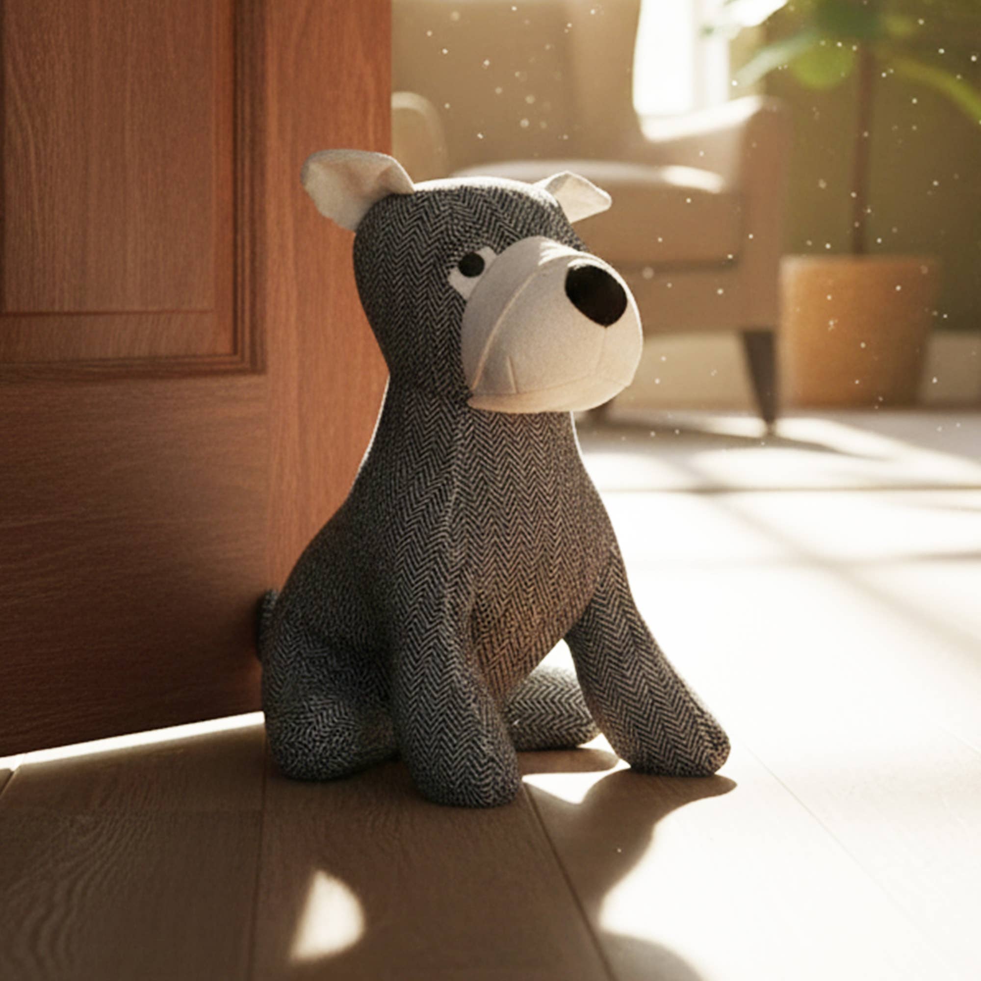 Evideco French Home Goods - Wholesale Door Stop - Dog Door Stop 2.3lb - Black/White Herringbone8