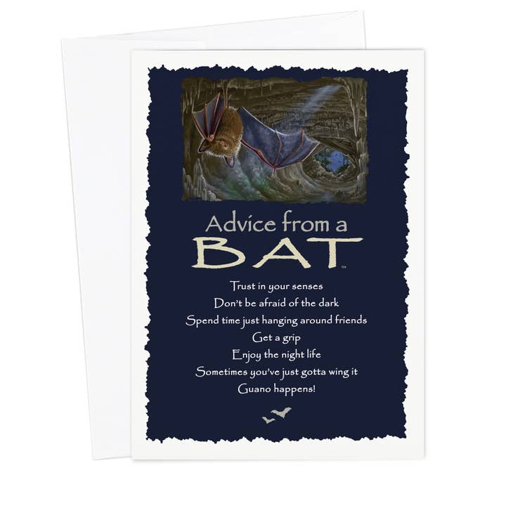 Advice from a Bat Greeting Card - Blank for wholesale by Advice for Life by Your True Nature