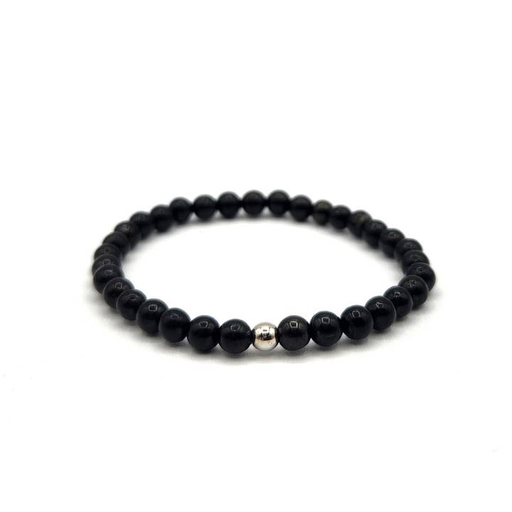 Pulsera infantil Shungite de 4 mm, 6 pulgadas de largo, protección EMF para venta al por mayor de Meraki Gemstones