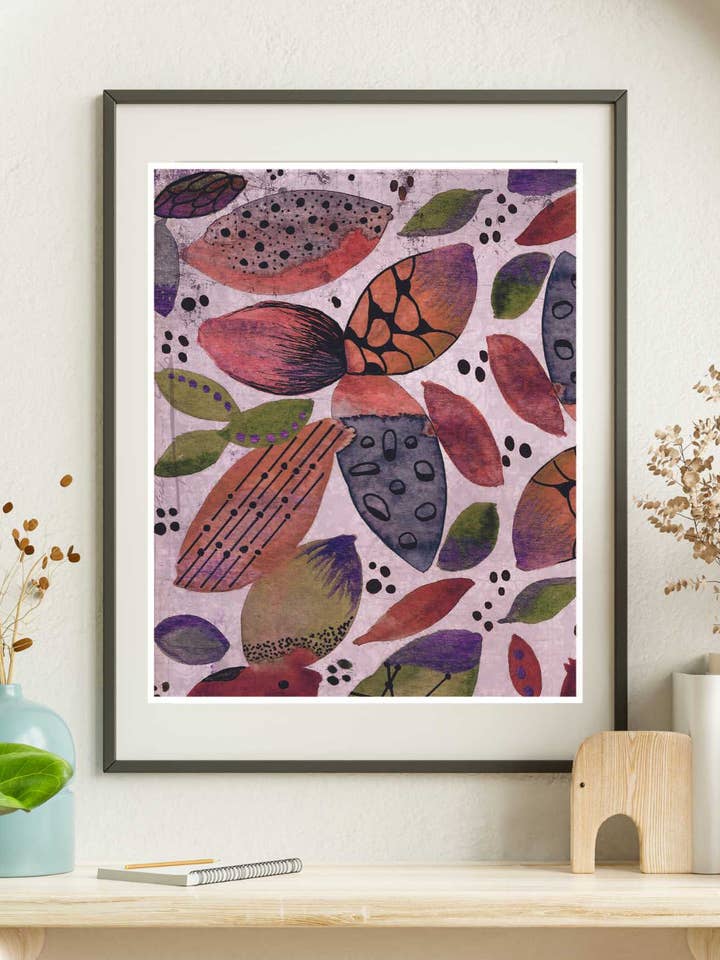 Abstract Botanical Leaves Art Print for wholesale by Julia Frost Art