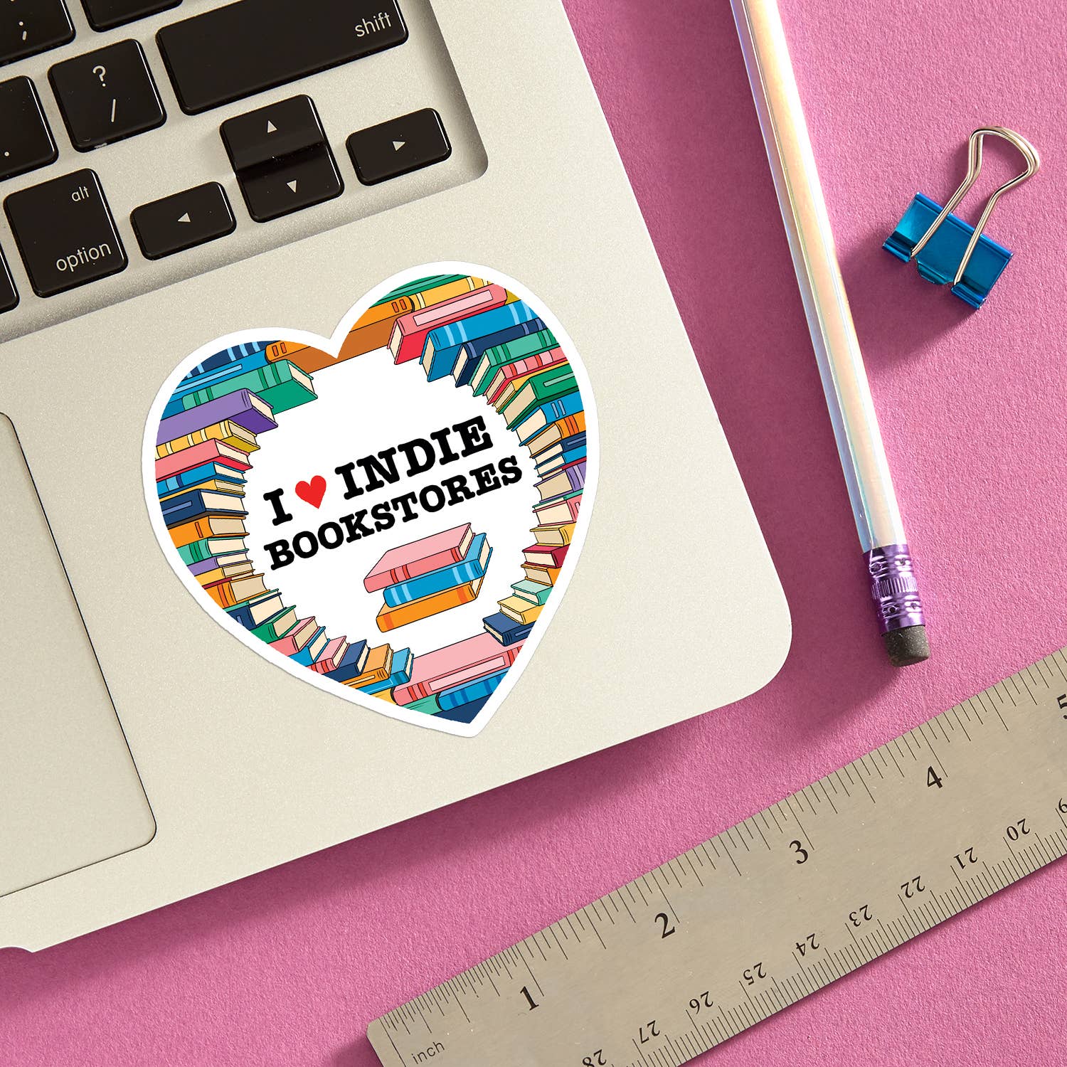 THE FOUND - Wholesale Sticker - I Heart Indie Bookstores Die Cut Sticker1