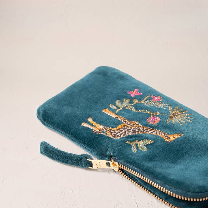 Elizabeth Scarlett Ltd - Wholesale Eyewear Cases & Holders - Women's - Wild Giraffe Palm Rich Blue Glasses Case - Rich Blue
