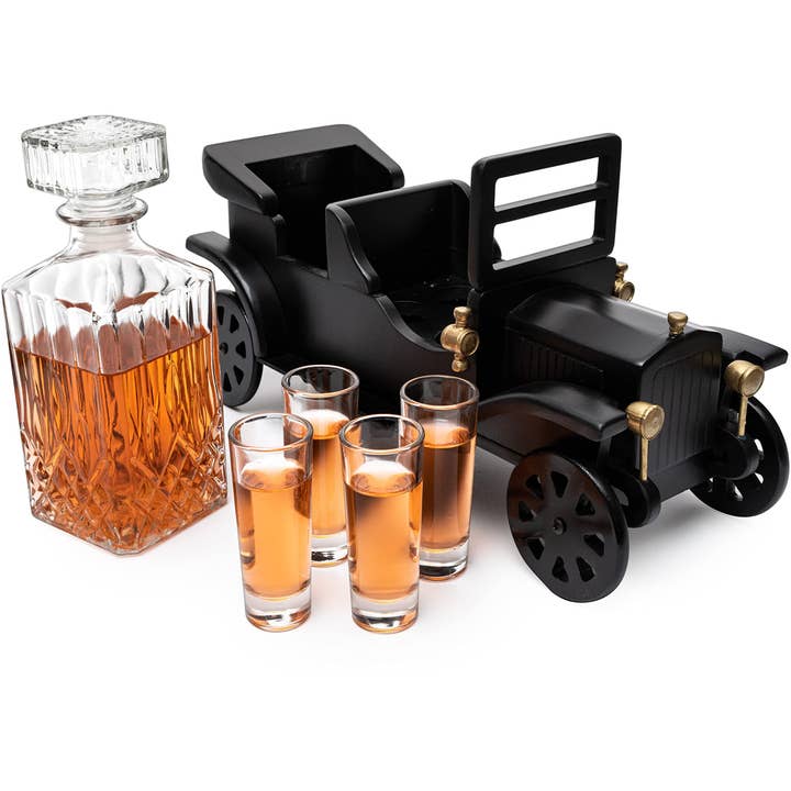 The Wine Savant / Khen Glassware - Wholesale Decanter - Old Fashioned Car Whiskey Decanter Set, Model T, Very Large