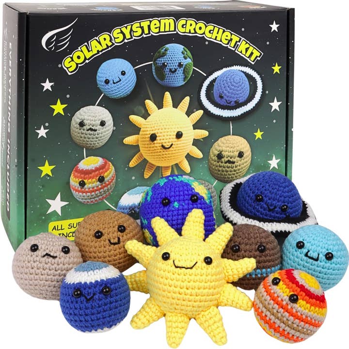 Solar System Crochet Kit, Supplies and Instructions Included for wholesale by Needzo Inc