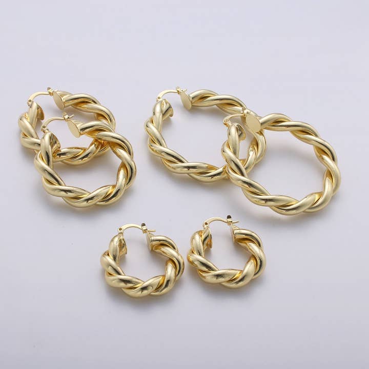 Aim Eternal - Wholesale Hoop Earrings - Gold Twisted Hoop Earrings, Bold Gold Hoop Earrings, Chunky Earrings, Statement Hoops, 14k Gold Filled Hoops Earring gift for her