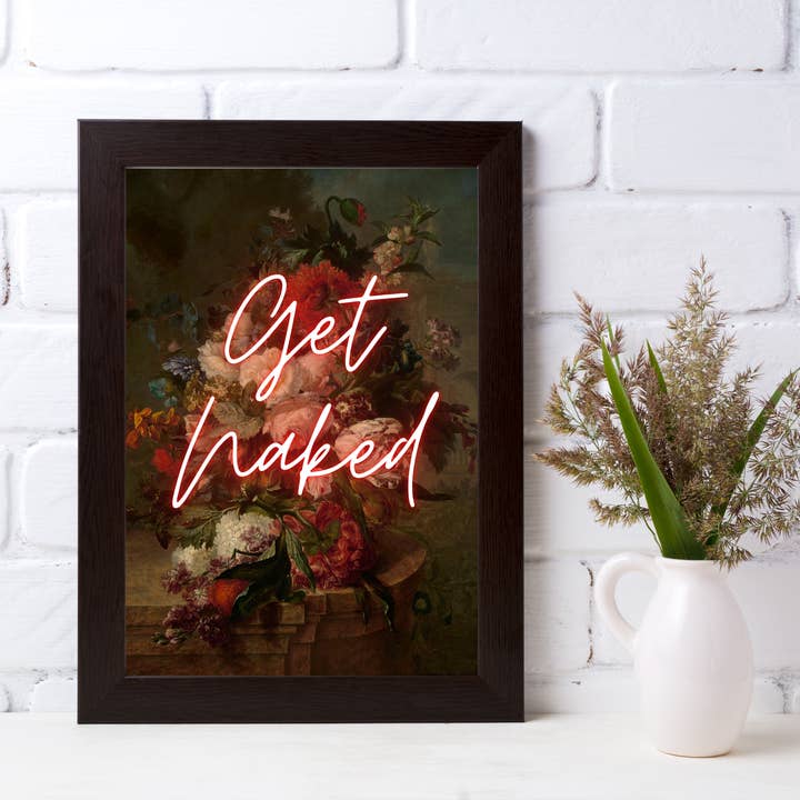 EK Print and Design - Wholesale Bathroom Sign - Get Naked Neon Bathroom Poster | Maximalist Wall Art1