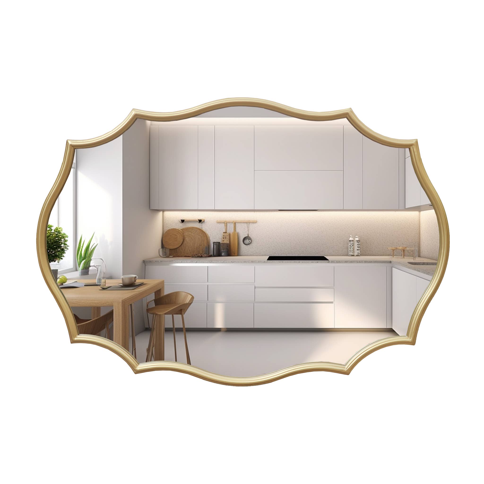 Paris Loft Inc - Wholesale Wall Mirror - Scalloped Edge Metal Framed Bathroom Mirror3