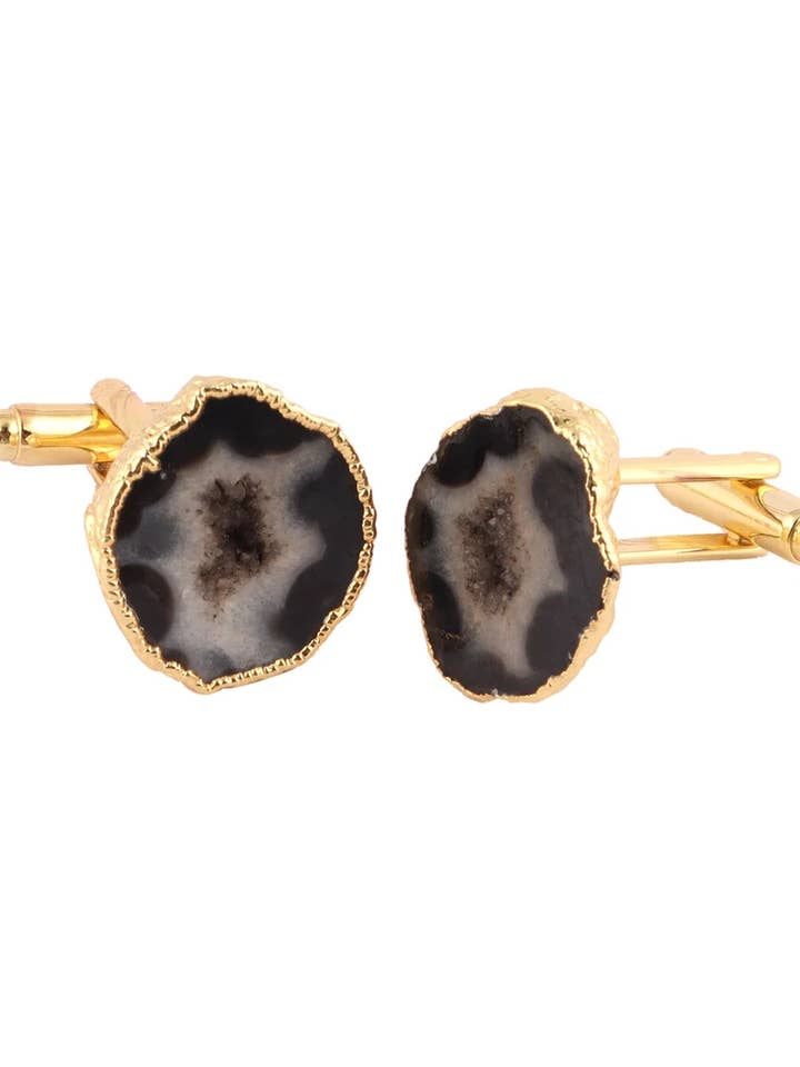 Agate Geode Cufflinks - Ooak - Black for wholesale by SIBYLLADELPHICA