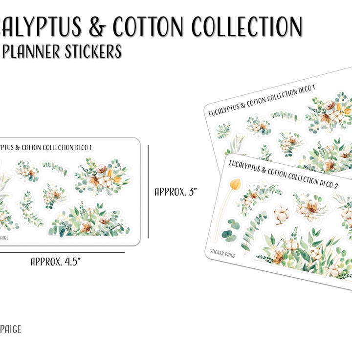 Eucalyptus & Cotton Planner Sticker Set for wholesale by Sticker Paige