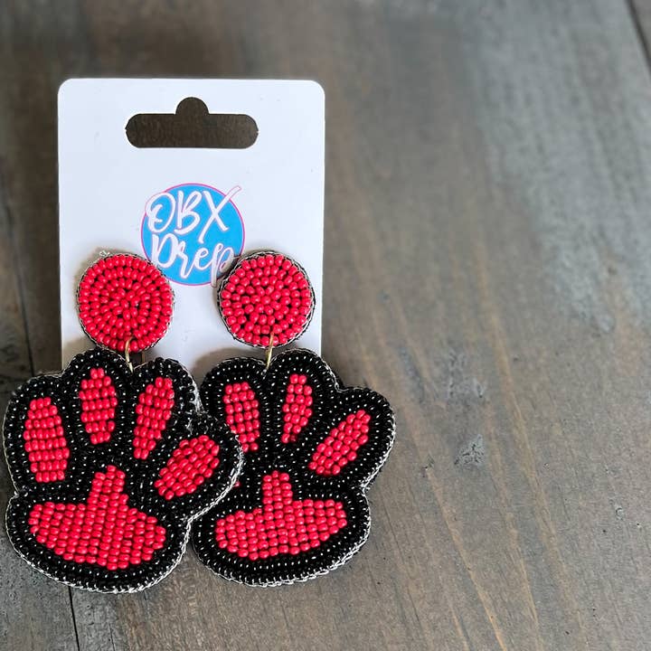 OBX Prep - Wholesale Dangle Earrings - Paw Print Seed Beaded Earrings – Show Your Team Spirit! ✨🐾