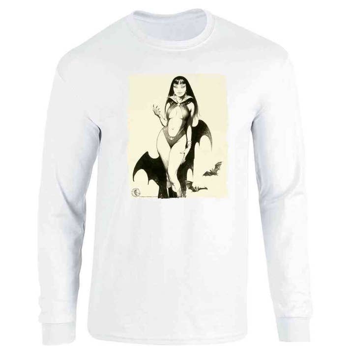 Schizzo artistico a manica lunga di Frank Frazetta Vampire Mistress per la vendita all'ingrosso da parte di Pop Threads