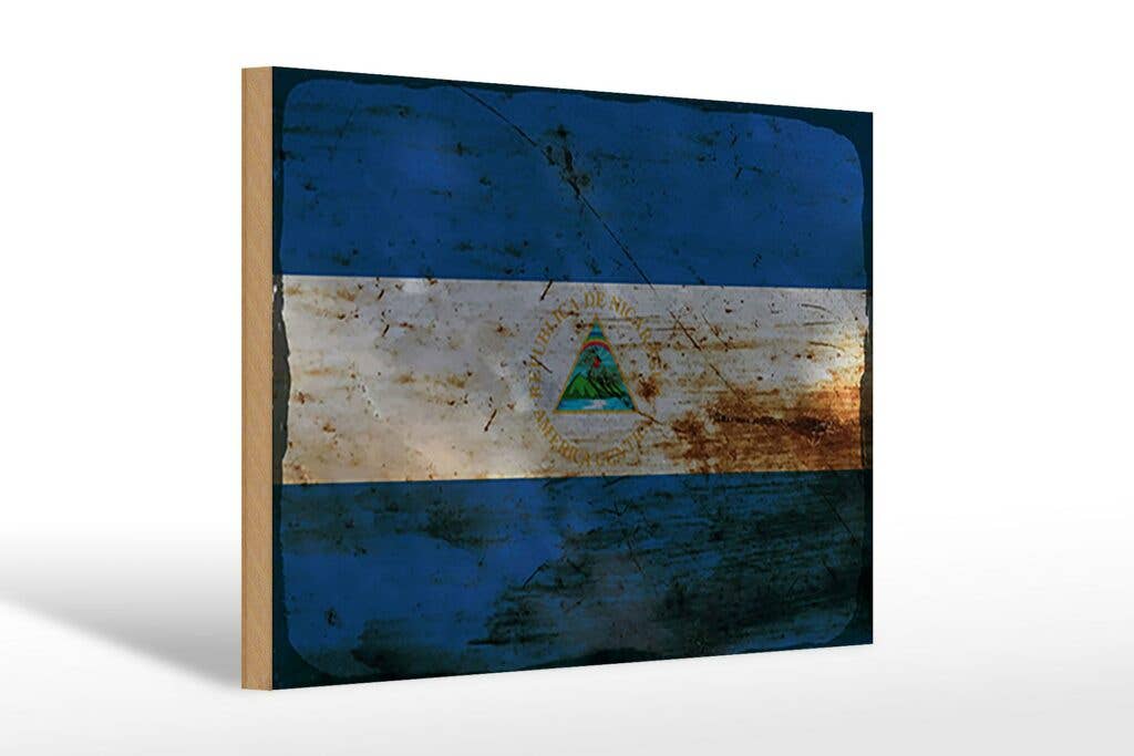 Femer - Wholesale Sign - Nicaragua flag wooden sign 30x20 cm flag Nicaragua rust decorative sign wooden sign0