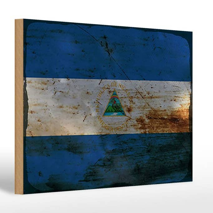 Femer - Wholesale Sign - Nicaragua flag wooden sign 30x20 cm flag Nicaragua rust decorative sign wooden sign