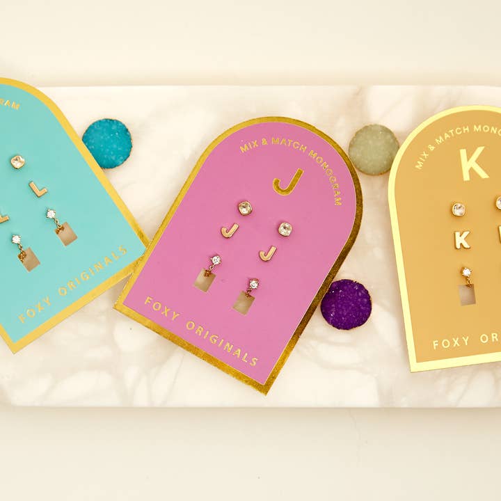 Foxy Originals - Wholesale Jewelry Set - Monogram Collection | Alphabet Mix & Match Earrings Pack25