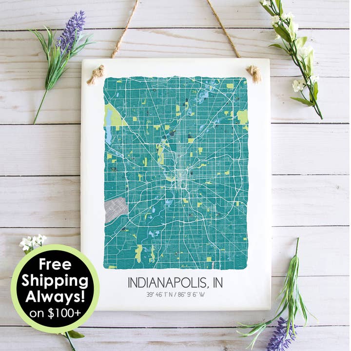 Indianapolis Indiana Map Art Tile - Ceramic Tile Wall Art for wholesale by Sparks House Co.