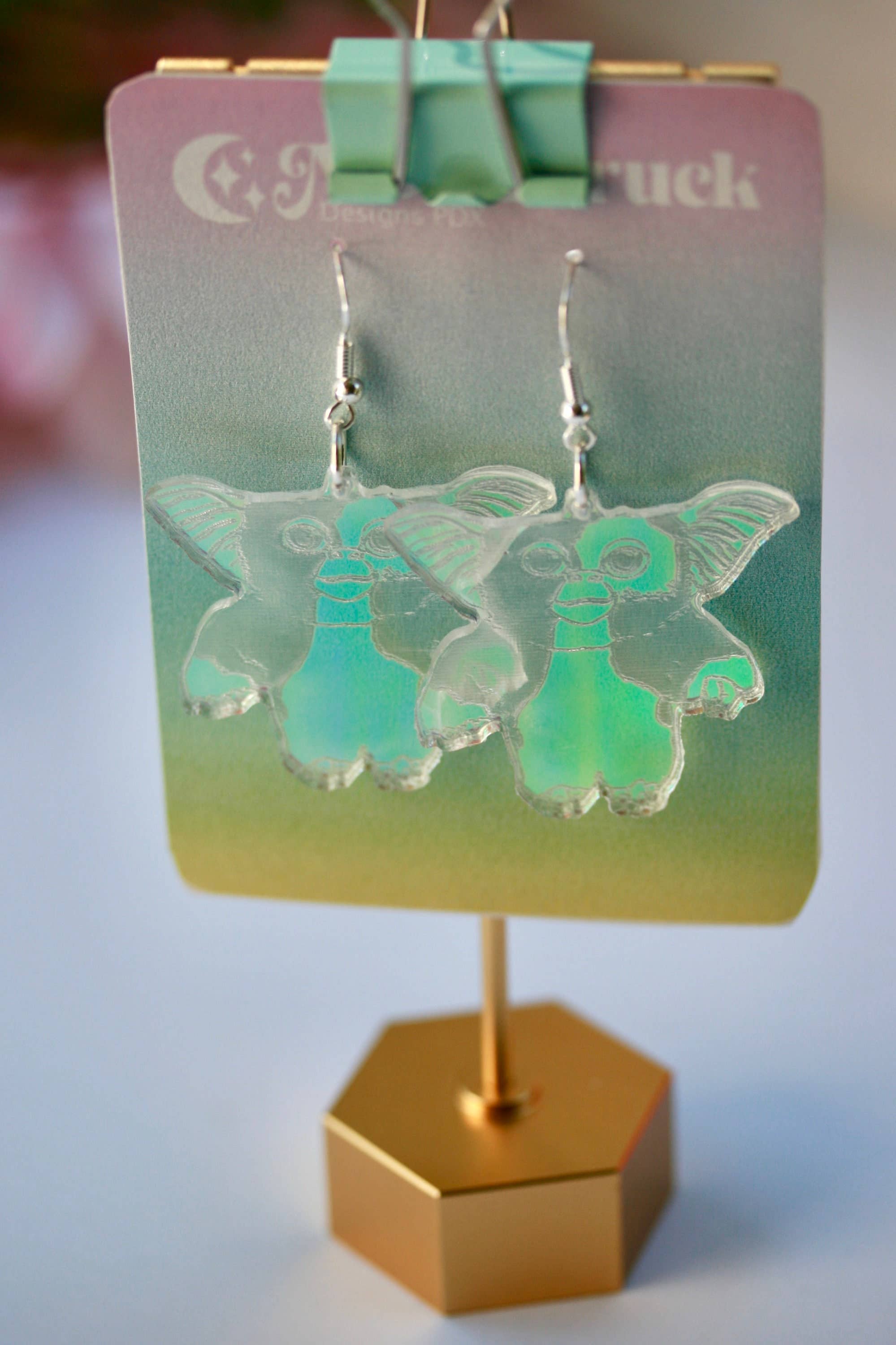 Moonstruck Designs PDX - Wholesale Dangle Earrings - Gizmo Earrings - Movie Mogwai Xmas Monster 80s Holiday Cult3