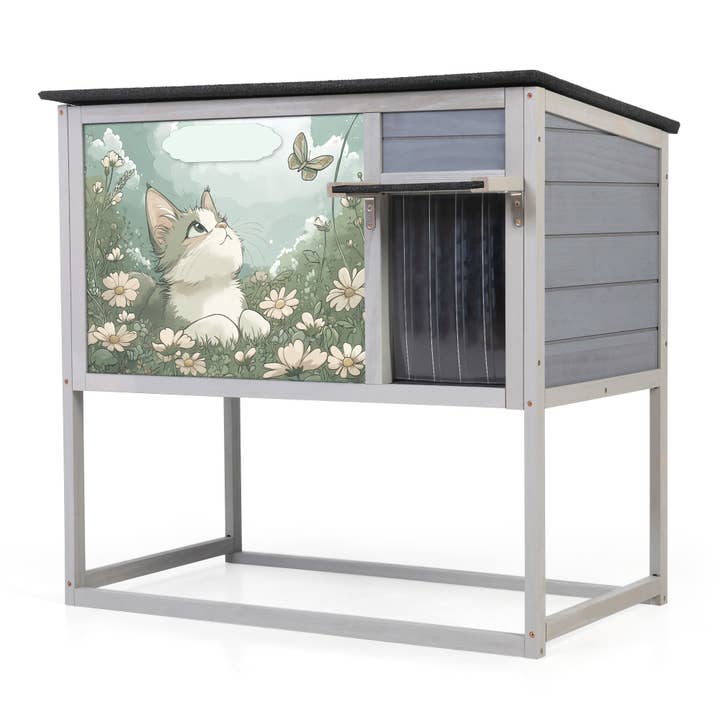 39F Inc. - Wholesale Outdoor Ornament/Decor - Weatherproof Outdoor Cat House, Elevated Feral Shelter 7