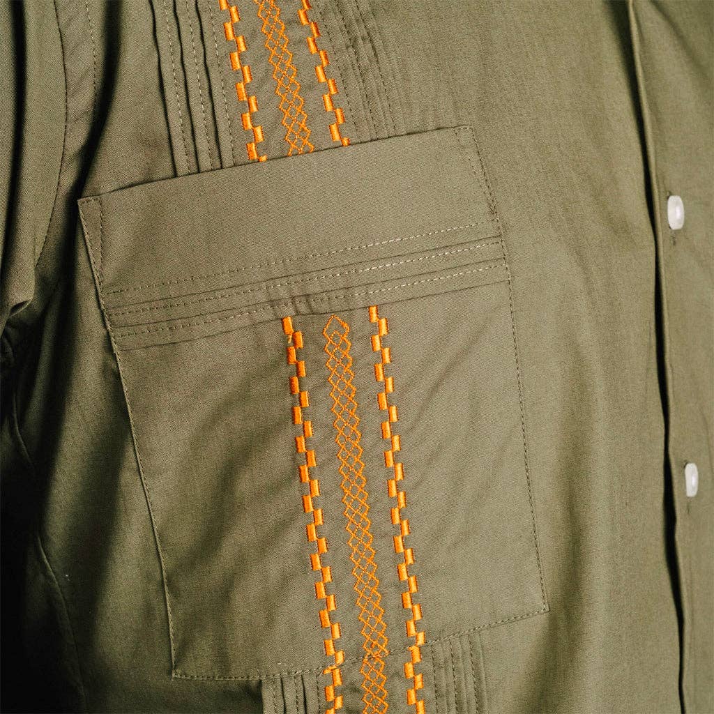 Paris Texas Apparel Co. - Wholesale Button Down Shirt - Men's - Hunting Classic Guayabera - Olive10