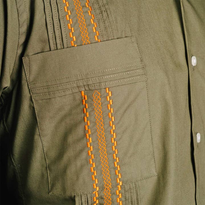 Paris Texas Apparel Co. - Wholesale Button Down Shirt - Men's - Hunting Classic Guayabera - Olive10