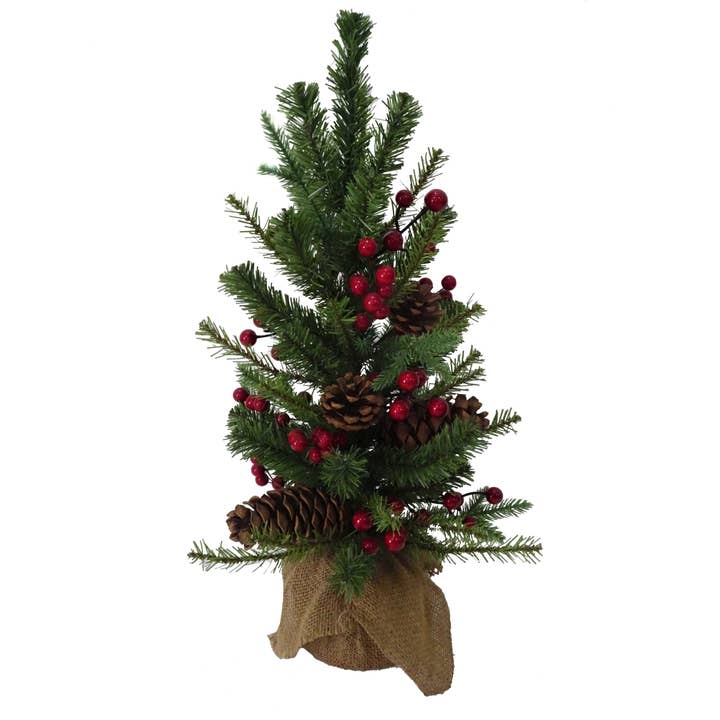 24"RED BERRIES & PINECONES TREE for wholesale by Kurt S. Adler, Inc.
