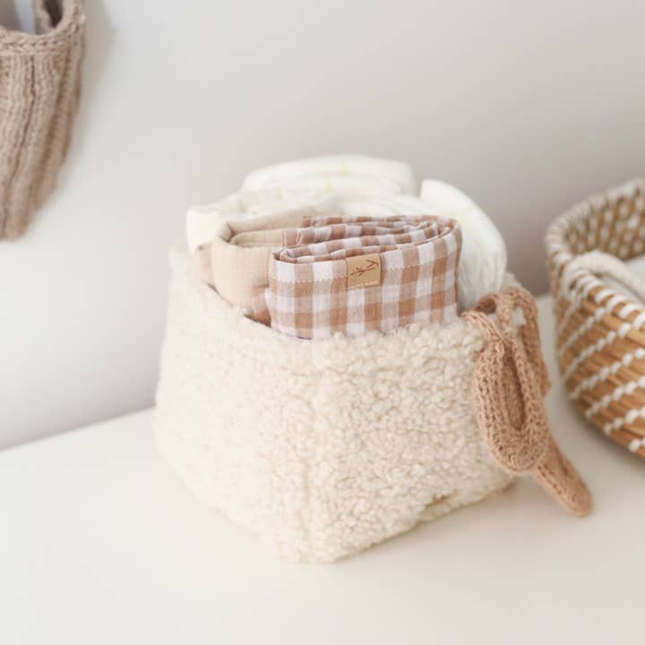 Babyly Teddy Box, Boucle Organizer Container - Taupe Babyly Teddy Box, Boucle Organizer Container - Taupe