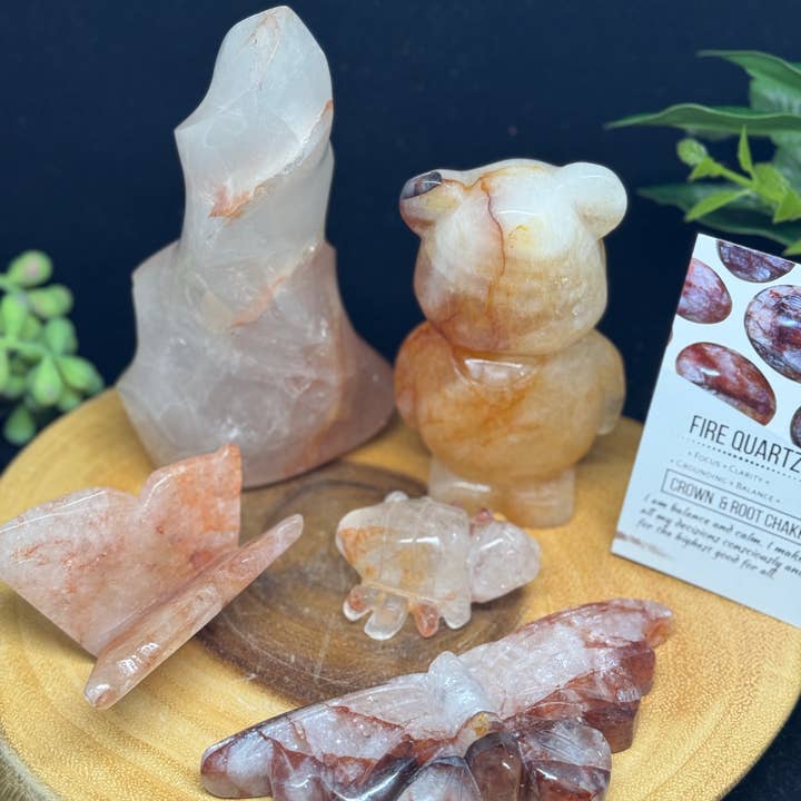 The 7 Directions - Wholesale Spiritual Stone/Crystal - 5 pc fire quartz flame bear butterfly spider F4201