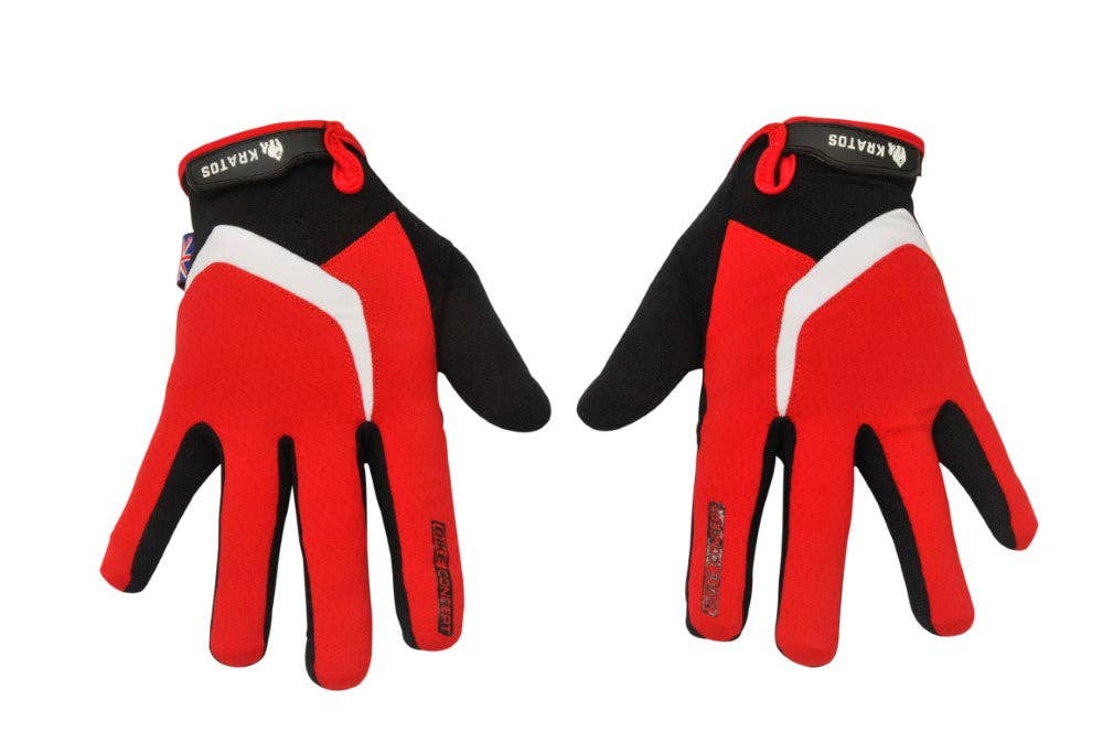 Kratos - Wholesale Gloves - Unisex - Mountain Biking Gloves | Full Finger Padded Cycling Gloves - RED4