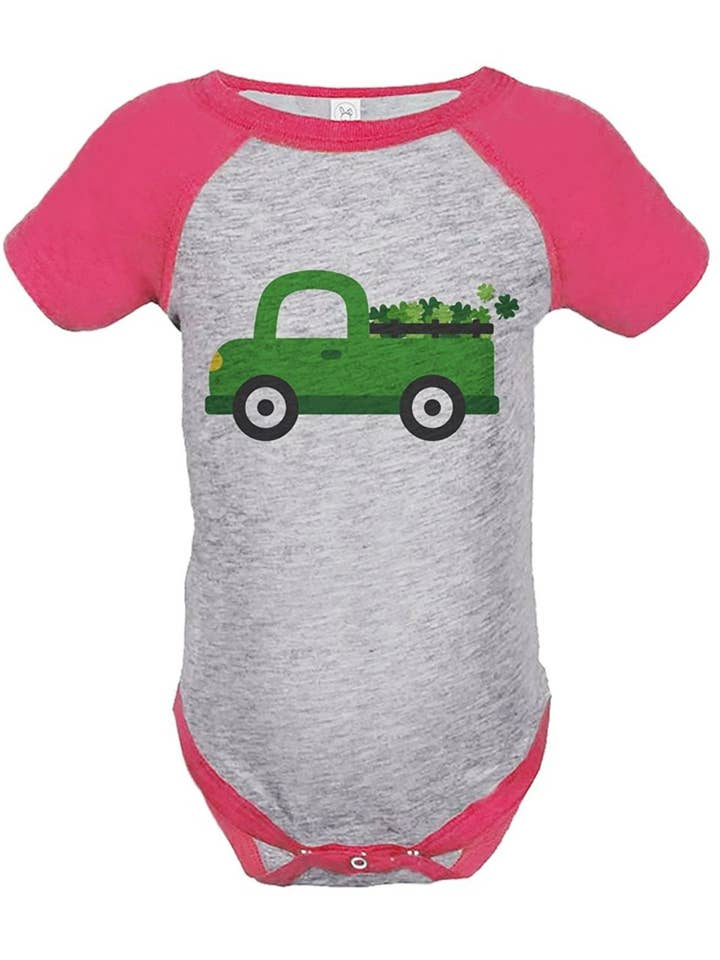 7 ate 9 Apparel Girls Green Truck St. Patricks Day Grey Onepiece for wholesale by 7 ate 9 Apparel