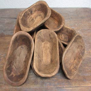 Handmade Wooden Dough Bowls for Decor, Oval Paulownia Wood Centerpiece (17  x 6 x 3 In)