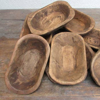 MAINEVENT Decorative Wooden Dough Bowls Decor 30 inch, Rustic Wood Long Dough Bowls, Large Carved Dough Bowls Long Wooden Bowl Bread Shape