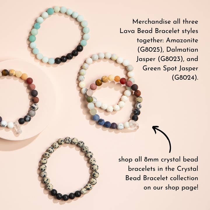GeoCentral - Wholesale Beaded Bracelet - Amazonite Lava Bead Gemstone Bracelets 8mm2