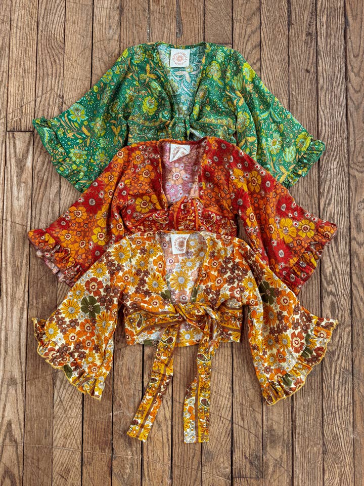 Gardenbelle Shop - Wholesale T-Shirt - Kids - Baby Toddler Bell Sleeve Top, Hippie Boho Flower Tie Front 6
