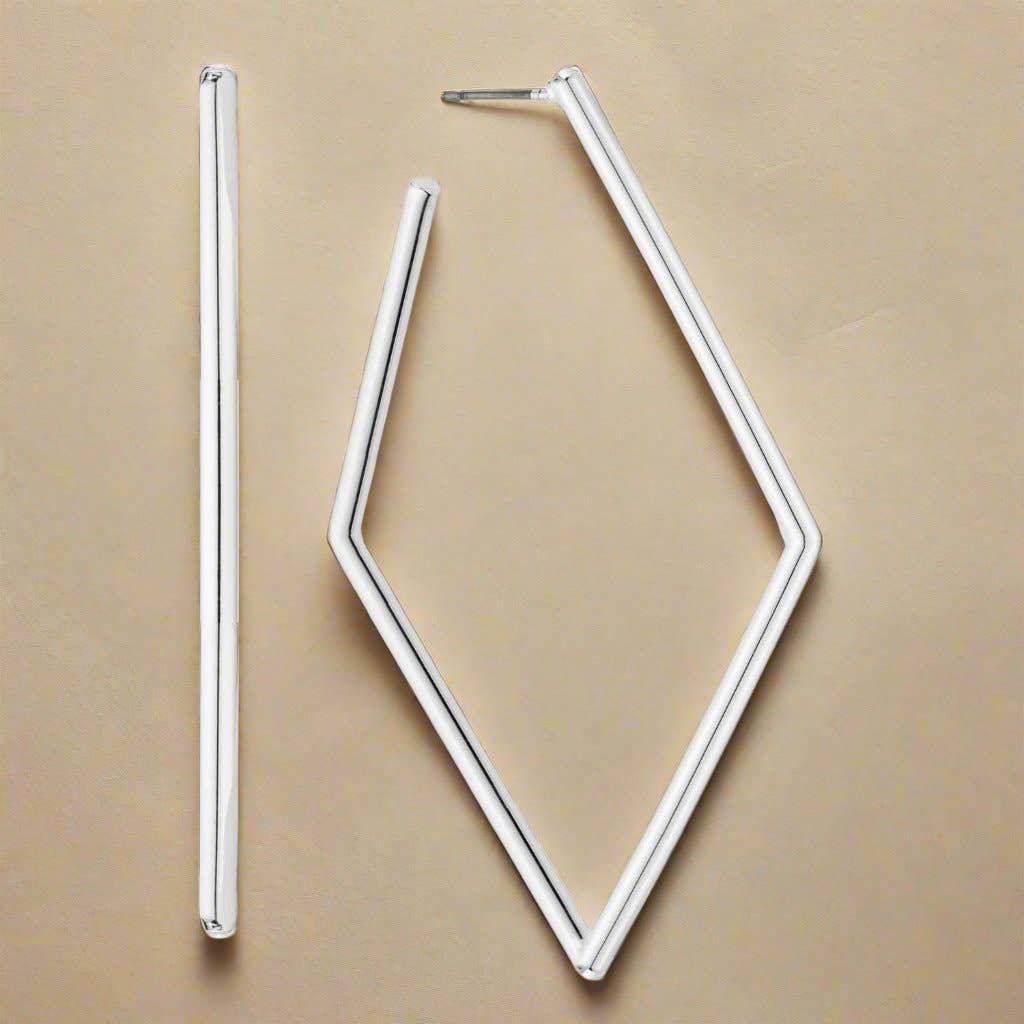 My Girl in LA – wholesale Hoop-örhängen – Glamour diamantformade örhängen med ringstolpar3