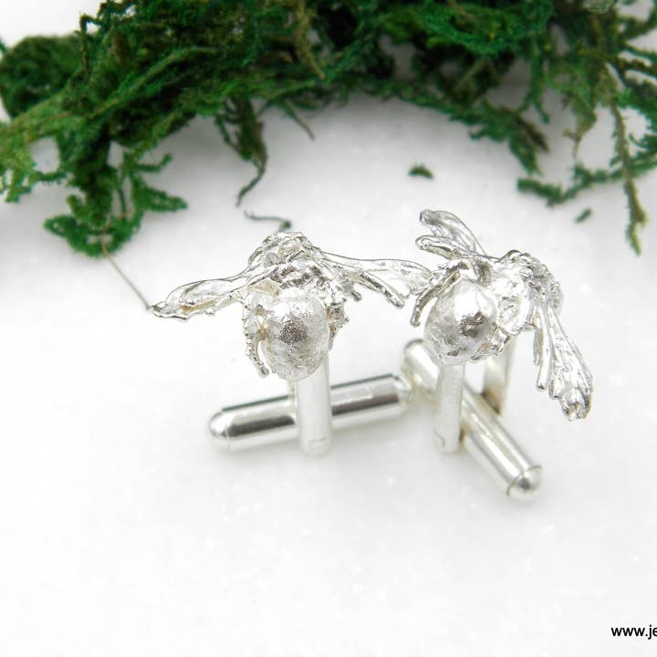 Mother Nature Jewelry – wholesale Cufflinks – Bee cufflinks,Silver Cuff links, Suit Accessories