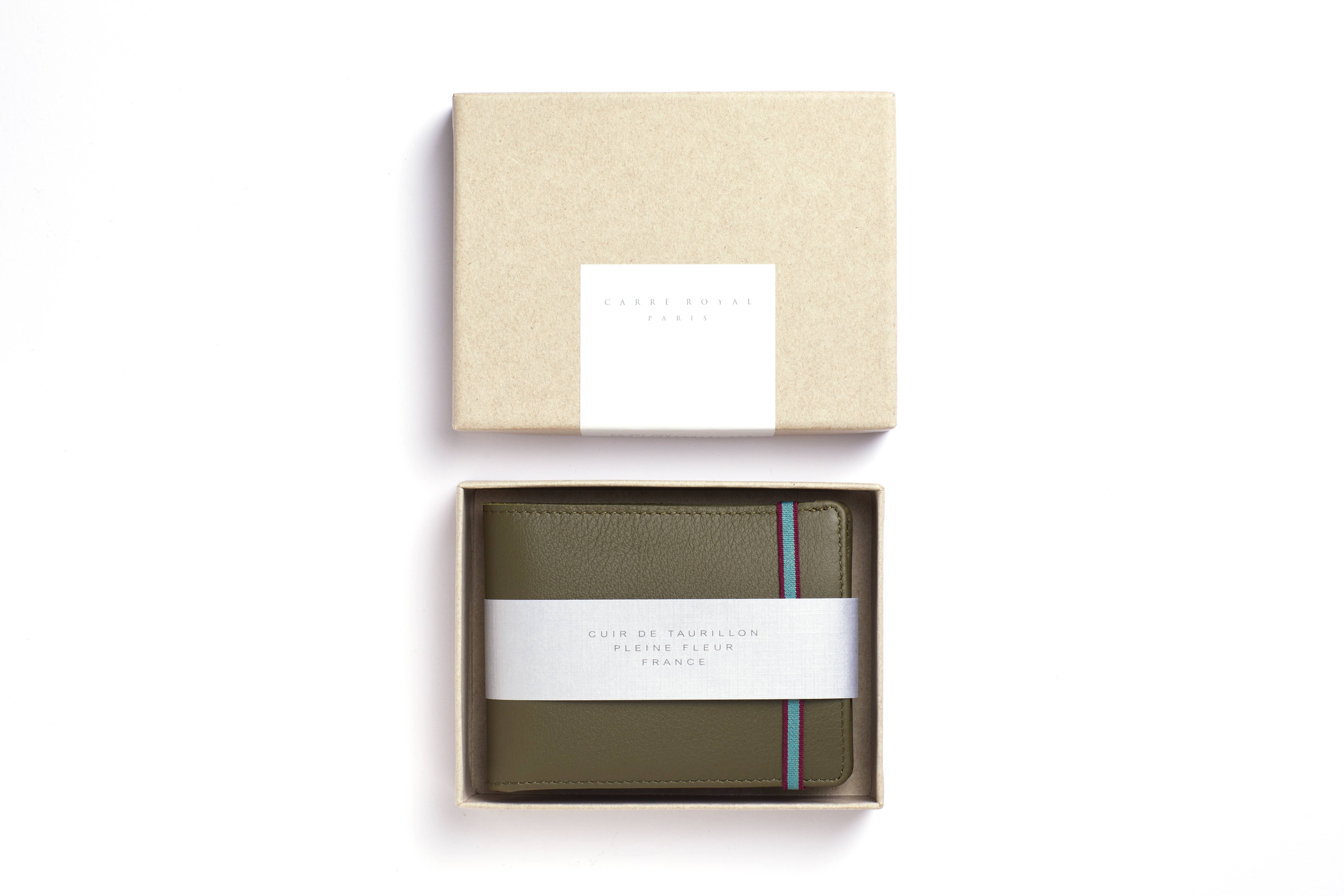 Carre Royal - Vente Portefeuille – unisexe - Portefeuille minimaliste Kaki avec porte-monnaie4