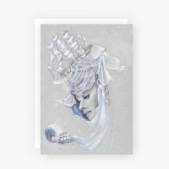 Maiden Voyage Ship Illustrated Greeting Card (5”x7”) for wholesale by Alexandra Rose Illustration