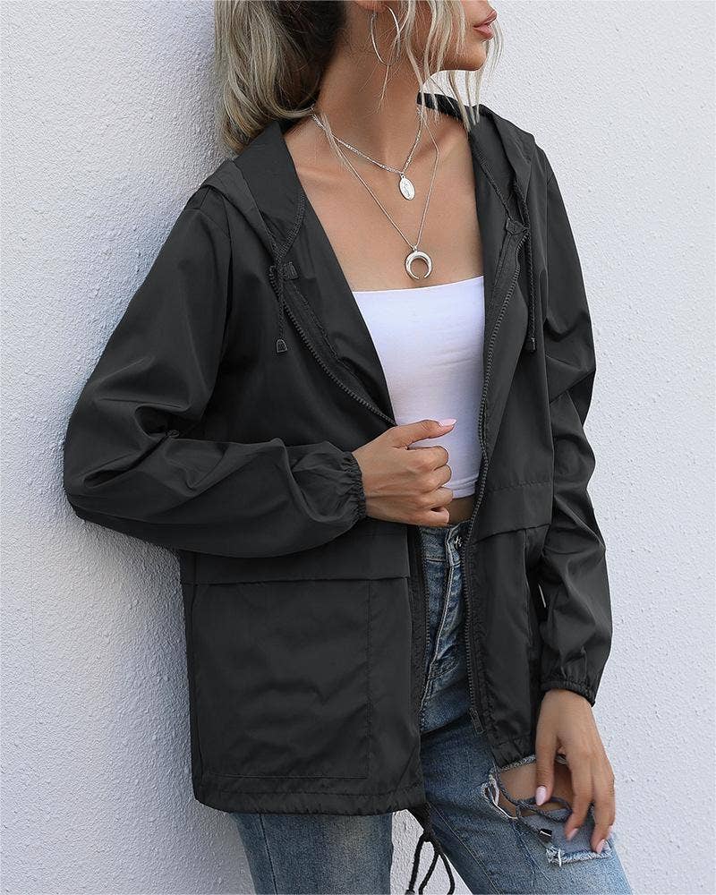 Rosa Clothing - Wholesale Jacket - Women's - Zip waterproof raincoat lightweight hoodie jacket3