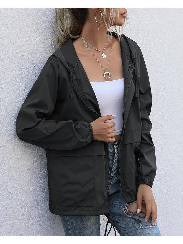 Rosa Clothing - Wholesale Jacket - Women's - Zip waterproof raincoat lightweight hoodie jacket3