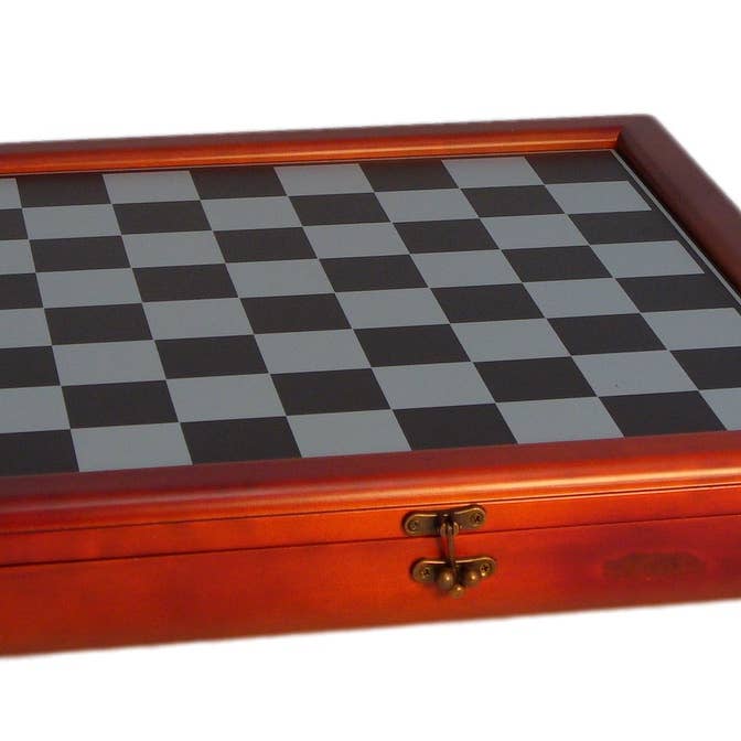 WorldWise Imports - Wholesale Board Game - Chess Set - Cats & Dogs Resin Men on Cherry Stained Chest