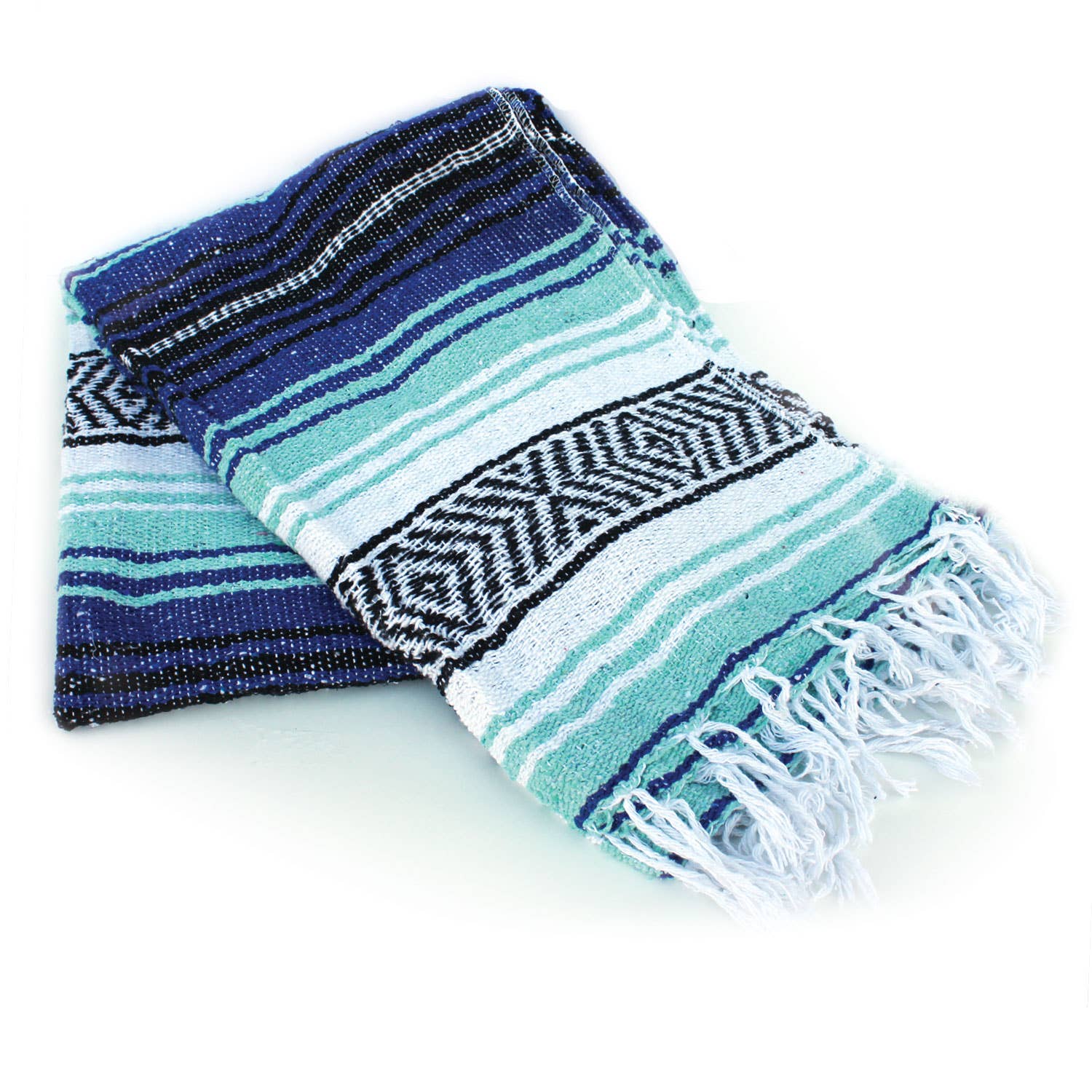 California Seashell Company - Wholesale Throw Blanket - Aqua & Cobalt Mexican Throw Blanket | Baja Beach Yoga3