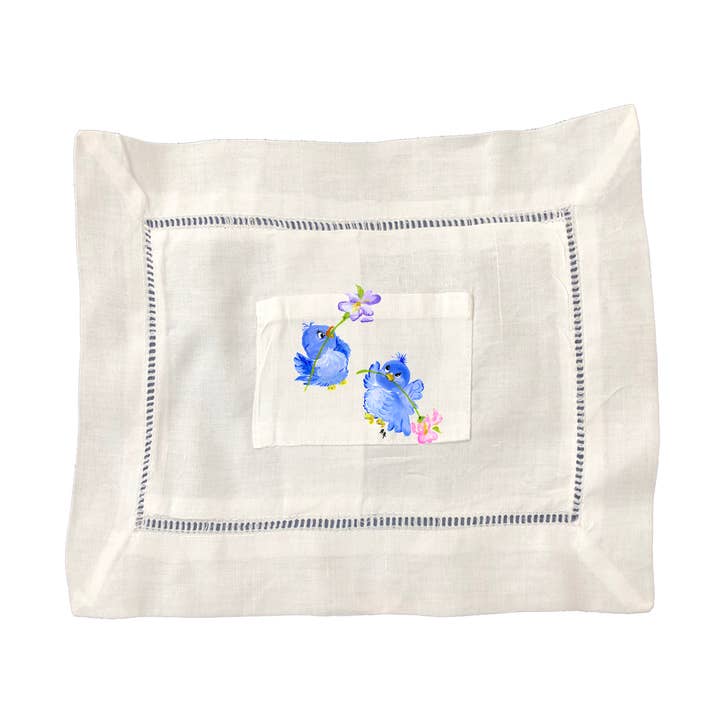 Tooth Fairy Pillow - 662 BLUE BIRDS for wholesale by Designs By Beverly, LLC
