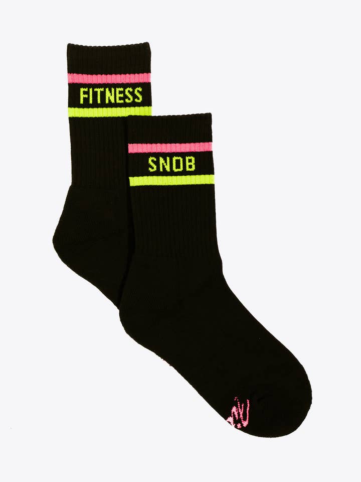 Fitness Snob - Wholesale Socks - Women's - Fitness Snob Black Athletic Crew Socks0
