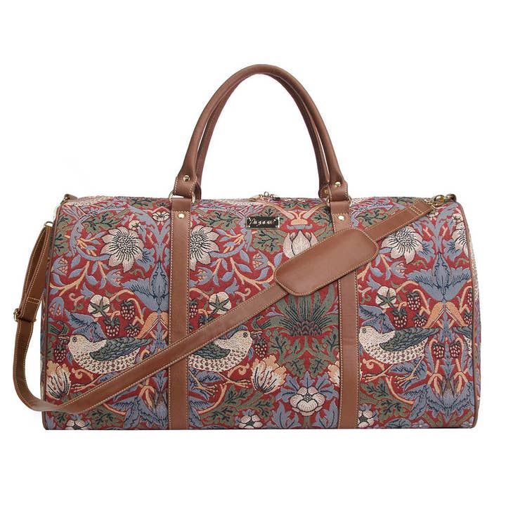 Signare Tapestry - Wholesale Weekender Bag - Unisex - William Morris Strawberry Thief Red - Big Holdall Bag5