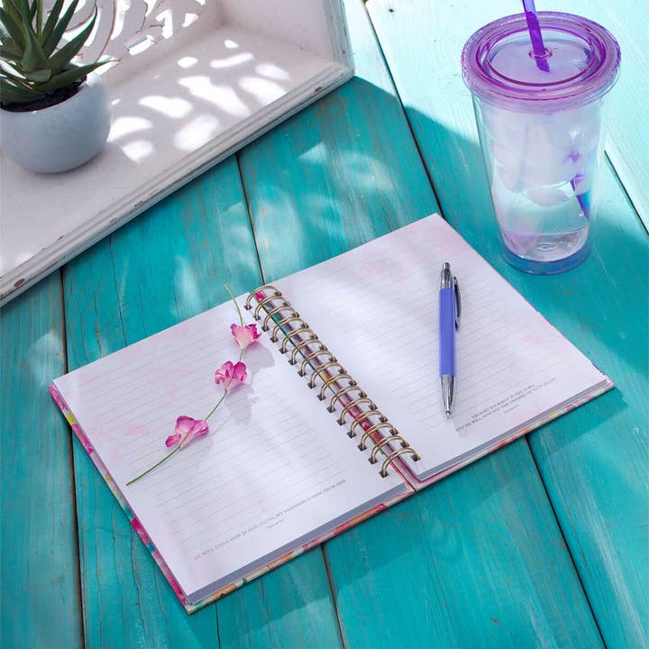 Christian Art Gifts - Wholesale Journal/Diary - All Things Through Christ Multi-colored Floral Large Wirebou2