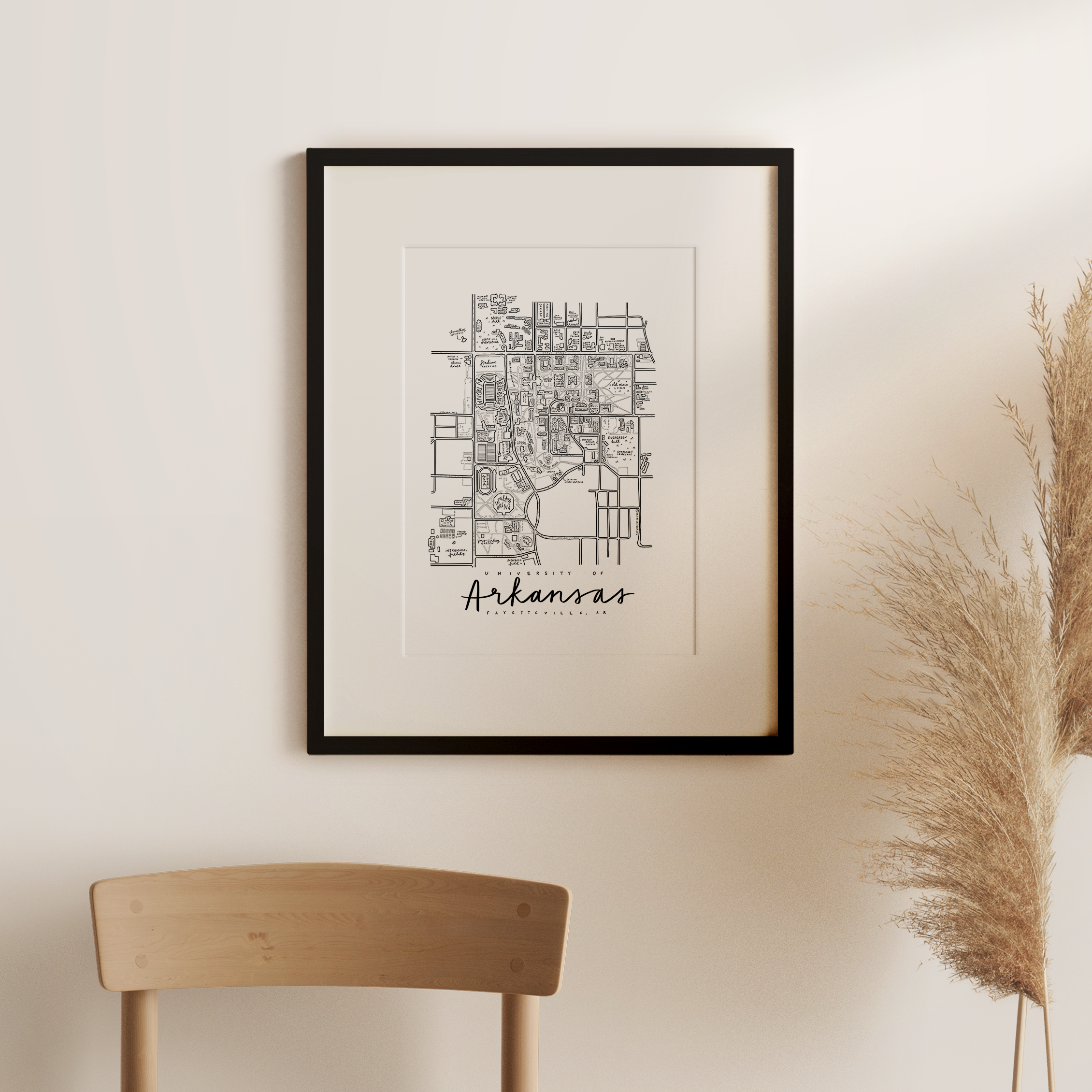 By Aleisha - Wholesale Art Print - University of Arkansas Campus Map Print3
