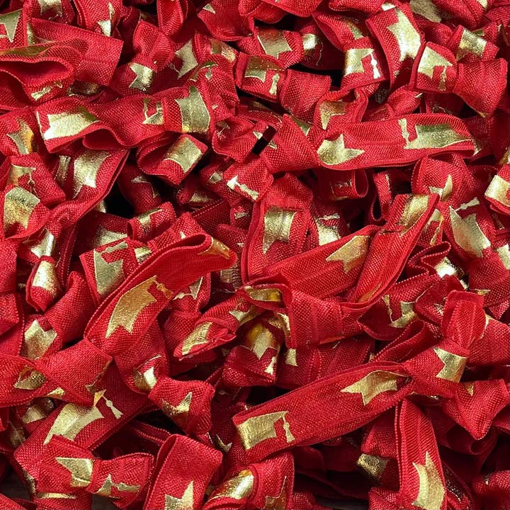 Red Graduation Cap (gold) Hair Ties for wholesale by 2 Sisters Little Shop