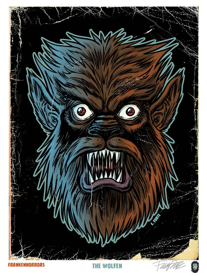 Frankenhorrors Varulv 8,5 x 11 Tryck av Frank Forte för wholesale av Xeno Pop
